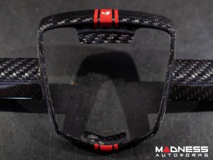 FIAT 500 ABARTH Front Emblem - Carbon Fiber - Red Racing Stripe w/ White Scorpion